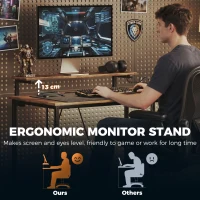 HOMCOM Reversible 'L' LED Light Gaming/Work Desk - Rustic Brown(m-6)