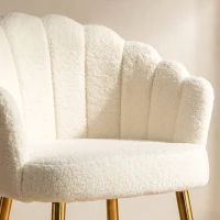 HOMCOM Lounge Chair Petal-Back Armchair Metal Metal Legs for Living Room Bedroom Cream(m-11)