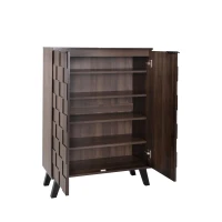 Space-Saving Shoe Cabinet with Adjustable Shelves, Modern Hallway Storage with Soft-Closing Hinges, 80L x 35W x 110H cm, Wood(m-12)
