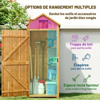 Outsunny Armoire de jardin extérieur abri de jardin en bois abri pour outils 3 étagères 2 Portes loquets Toit Pente bitumé rangement et stockage extérieurs pour terrasse 77 x 54 x 179 cm jaune(m-4)