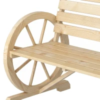 Outsunny Tuinbank, Wagenwiel-ontwerp, voor 2 personen, natuurlijk hout, donkerbruin, 105,5 x 56 x 79 cm, Natuurlijk(m-13)