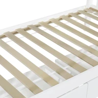 Space‑Saving Children's Bunk Bed with Safe Three-Step Ladder, Versatile Storage Bed with Under-Bed Sliding Drawers, 198L x 98W x 152H cm, White(m-12)