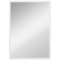 HOMCOM Oglindă de Perete Dreptunghiulară cu Cârlige, din Sticlă și MDF, 50x70 cm, Alb(m-1)