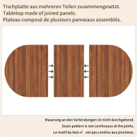 Extendable Dining Table with Vertically Grooved Legs, Space-Saving Dinner Table with Storage Compartment, 160L x 80W x 76H cm, Walnut(m-7)
