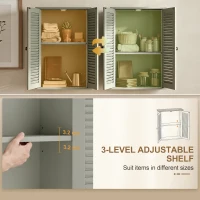 HOMCOM Bathroom Cabinet, Bathroom Wall Cabinet with Louvered Doors and Adjustable Shelf Storage for Kitchen, Light Green(m-5)