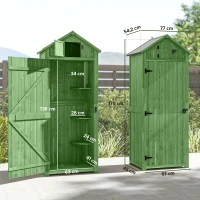 Outsunny Gartenschrank Holz Geräteschuppen mit 3 abnehmbar Ablage abschließbar Tür Asphalt-Satteldach Belüftung(m-3)