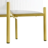 Modern Side Table with Marble-Effect Top and 2 Drawers, Durable Coffee Table with Adjustable Legs, 50L x 50W x 51H cm, White(m-9)