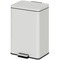 HOMCOM Coș de gunoi de bucătărie 20 L din metal, coș cu pedală, capac cu închidere moale, crem(m-9)