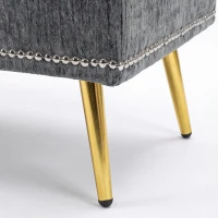 HOMCOM Storage Ottoman, Chenille Upholstered Ottoman Storage Box with Padded Seat, Metal Legs, 114 x 41 x 45 cm, Grey(m-11)
