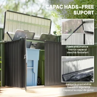 Outsunny Magazie pentru Coșuri de Gunoi din Exterior, din Oțel, cu 2 Uși Blocabile și Acoperiș Rabatabil, Gri(m-6)