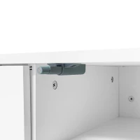 High-Gloss LED TV Cabinet with App-Controlled LED Lighting, Modern TV Stand with 2 Open Shelves, 160L x 38W x 50.5H cm, White(m-10)