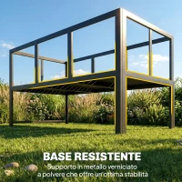 Outsunny Set da Giardino 3pz con Divano Angolare 4 Posti e Tavolino a Doghe, in Metallo e Poliestere Grigio(m-8)