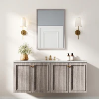 HOMCOM Espelho de Parede 50x70 cm Moldura em Imitação de Madeira Montagem Fácil Inclui Parafusos(m-4)