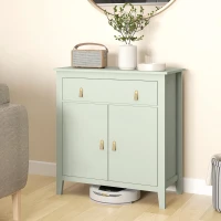 HOMCOM Aparador con Cajón Armario de 2 Niveles y Estante Ajustable Base Elevada y Amplia Superficie 80x40x90cm Verde Claro(m-10)