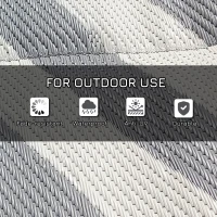 Outsunny Plastic Straw Reversible RV Outdoor Rug with Carry Bag, 182 x 274cm, Grey and Cream(m-6)