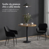 HOMCOM Set 2 Sedie per Sala da Pranzo Moderne con Braccioli, Seduta Imbottita e Gambe in Acciaio, 54x57x80cm, Nero(m-4)