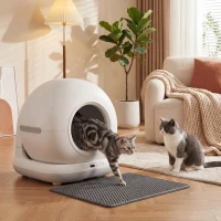 PawHut Selbstreinigende Katzentoilette 72L, Doppelreinigung, App-Steuerung, Sicherheitsfunktion, 58,1x47,5x53cm, Weiß(m-2)