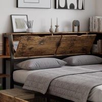 Classic Double Bed with Two Underbed Drawers, Sturdy Storage Bed with Built‑In Bedside Storage, 200L x 136.5W x 85H cm, Rustic Brown(m-9)