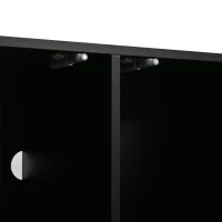 Modern 180cm TV Stand with Diagonal Fluted Doors, Industrial-Style Lowboard for up to 80-Inch TVs, 180L x 40W x 50H cm, Black+Wood(m-11)