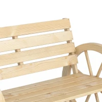 Outsunny Tuinbank, Wagenwiel-ontwerp, voor 2 personen, natuurlijk hout, donkerbruin, 105,5 x 56 x 79 cm, Natuurlijk(m-11)