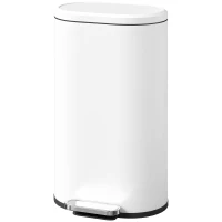 HOMCOM Coș de gunoi bucătărie 30L, coș cu pedală, coș interior detașabil, capac cu închidere silențioasă, 36,5x31x61cm, alb(m-9)