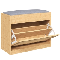 HOMCOM Banco Zapatero Recibidor con Asiento Acolchado Cajón Abatible Puerta de Ratán Estante Ajustable para Entrada Natural