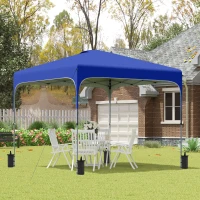 Outsunny Cenador de Jardín 2,5x2,5x2,7 m con Altura Ajustable Anti-UV Impermeable 4 Bolsas de Arena y Bolsa de Transporte Azul(m-10)
