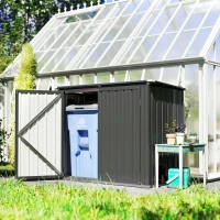 Outsunny Afvalcontainerbox voor 2 containers met slot en openklapbaar deksel - Donkergrijs(m-2)