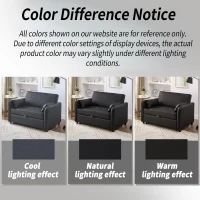 2-Seater Pull-Out Sofa Bed with 3-Level Adjustable Backrest, Space-Saving Convertible Bed with Metal Structure, 121L x 83W x 82H cm, Black(m-7)