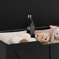 HOMCOM 100L Home Storage Box, with Safety Hinge - Black Wood-Effect(m-11)