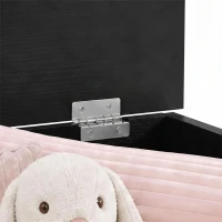 HOMCOM 100L Home Storage Box, with Safety Hinge - Black Wood-Effect(m-10)