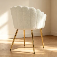 HOMCOM Lounge Chair Petal-Back Armchair Metal Metal Legs for Living Room Bedroom Cream(m-12)