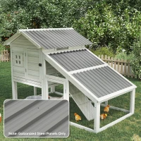 Outsunny Set of 12 Corrugated Steel Roof Sheet Panels - Light Grey(m-10)