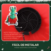 Outsunny Papá Noel Hinchable con Trineo y Renos Inflables de Navidad con Luces LED para Exterior e Interior 216x90x150 cm(m-5)
