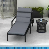 Outsunny Cuscino per Sdraio e Lettino Prendisole in Tessuto con Lacci di Fissaggio, Grigio Scuro(m-7)