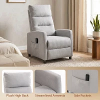 HOMCOM Fauteuil de massage inclinable fauteuil de relaxation en chenille avec repose-pieds poche latérale télécommande gris(m-8)