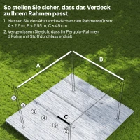 Outsunny Vervangend zeil voor 3x3m paviljoens, met waterafvoergaten, 2,50 x 2,55 m, Donkergrijs(m-4)