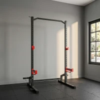 SPORTNOW Power Tower Multifonction Charge 500 kg, Barre de Traction, Rack de Squat, Supports pour Disques, 157x105x205cm, Rouge(m-2)