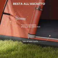 Outsunny Tenda da Campeggio 7 Posti con Portico, Impermeabile 3000mm con Borsa di Trasporto, Arancione(m-5)