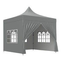 Outsunny Carpa Plegable Pop-up 3x3 m con 4 Paredes Laterales Anti-UV Altura Ajustable y Bolsa de Transporte Gris(m-1)