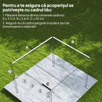 Outsunny Acoperiș pentru Gazebo Pergolă cu 10 Orificii de Drenaj din Poliester, 250x255 cm, pentru Pergolă 3x3 m, Maro Deschis(m-4)