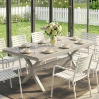 Outsunny Tavolo da Giardino Allungabile per 8-10 Persone, in Alluminio e Acciaio, 154/214x85x73 cm, Grigio(m-9)