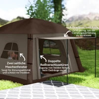 Outsunny Opblaasbare Campingtent voor 1-2 Personen Outdoor Familie Tent met Haak, Luchtpomp, Vensters en Deuren voor 4 Seizoenen(m-6)