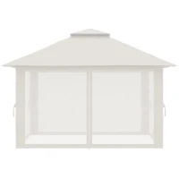 Outsunny Opvouwbare paviljoen, verstelbare hoogte, 4 netwanden, ventilatiedak, draagtas, snelle montage, 4 x 4 x 3 m, crèmekleurig(m-9)