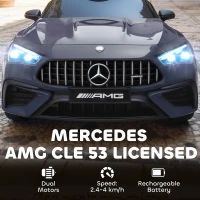 AIYAPLAY Licensed Mercedes AMG Kids Electric Car, 12V Ride On Car with Dual Motors, Remote Control for 3-6 Years, Grey(m-4)