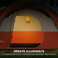 Outsunny Tenda da Campeggio 7 Posti con Portico, Impermeabile 3000mm con Borsa di Trasporto, Arancione(m-7)