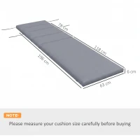 Outsunny Cuscino per Sdraio e Lettino Prendisole in Tessuto con Lacci di Fissaggio, Grigio Scuro(m-3)