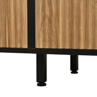 Modern 180cm TV Stand with Diagonal Fluted Doors, Industrial-Style Lowboard for up to 80-Inch TVs, 180L x 40W x 50H cm, Black+Wood(m-9)
