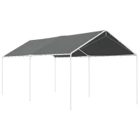 Outsunny Acoperiș pentru garaj 3 x 6m, Husă de schimb rezistentă la UV cu corzi elastice, Gri închis(m-1)