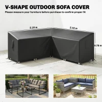 Outsunny V-Shaped Patio Furniture Cover, Waterproof Outdoor V-Shaped Sectional Sofa Cover, Anti-UV with Air Vent, Black(m-3)